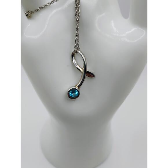 BGE by Bradford Exchange Vintage Blue Topaz and Sterling Silver Necklace - Picture 1 of 7